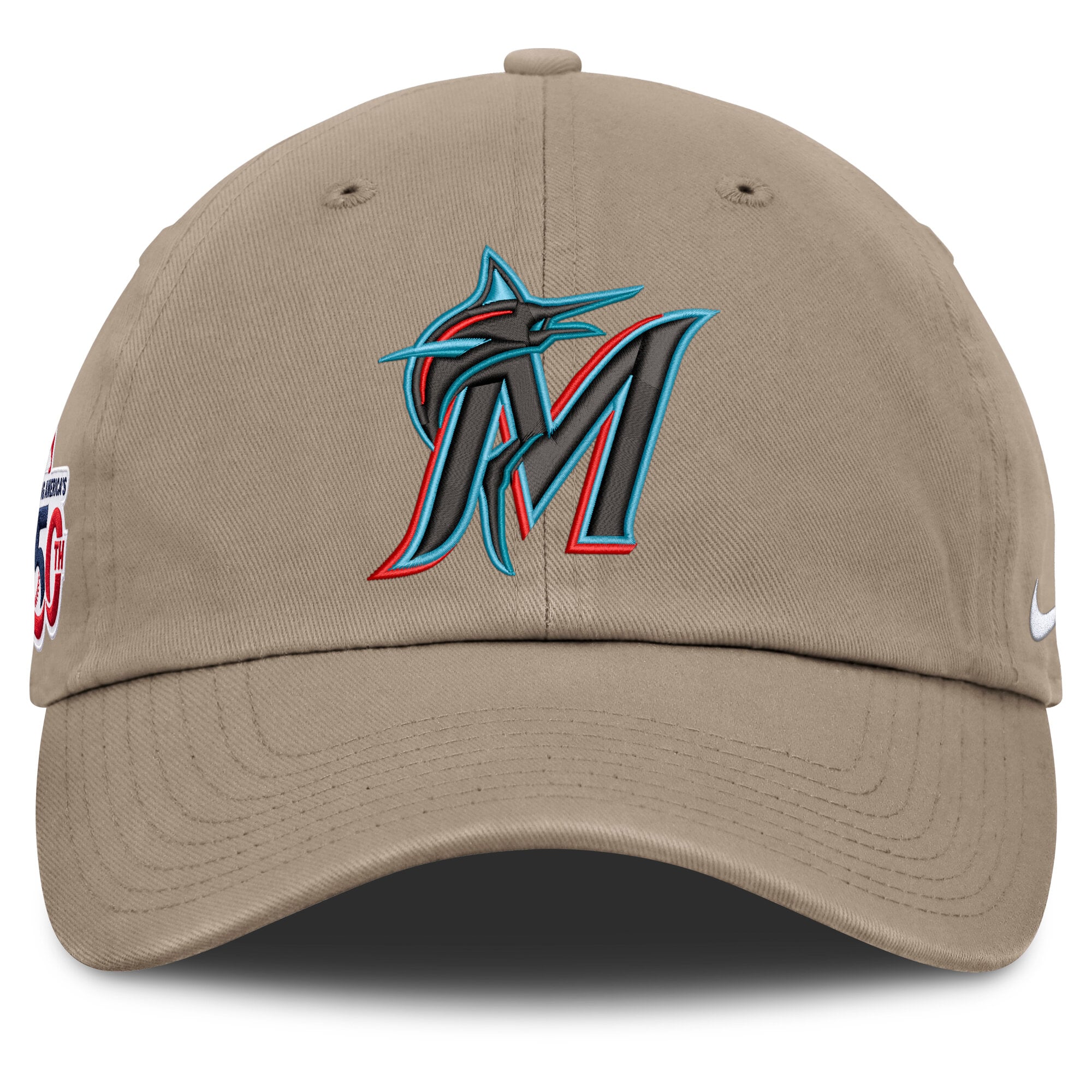 Men's Nike Khaki Miami Marlins Celebrating America's 250th Club Adjustable Hat